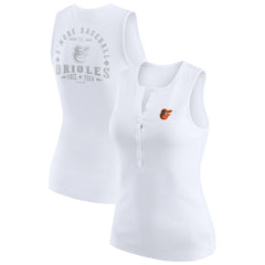 White Baltimore Orioles WEAR by Erin Andrews Women's Rib-Knit Henley Tank Top