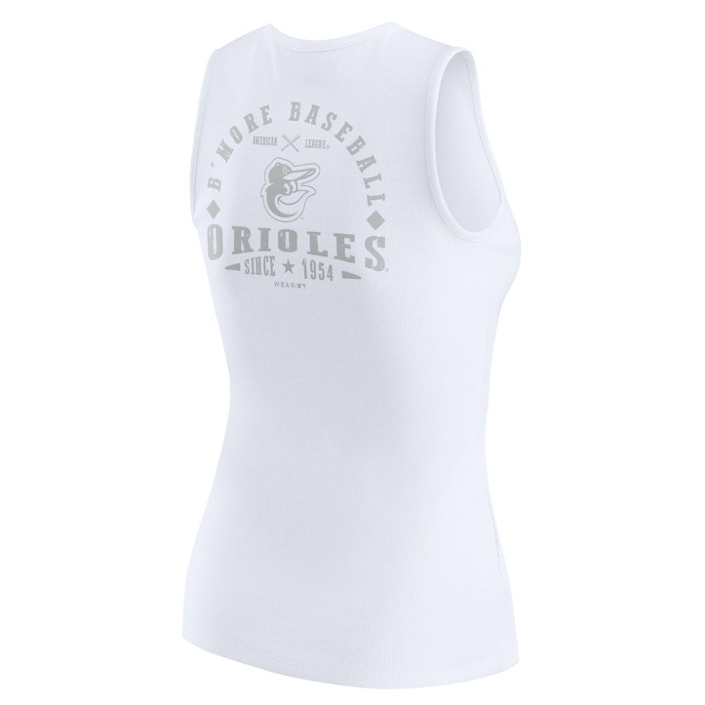 White Baltimore Orioles WEAR by Erin Andrews Women's Rib-Knit Henley Tank Top