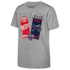 NHL Youth 2025 NHL Stadium Series Columbus Blue Jackets vs. Detroit Red Wings Matchup T-Shirt