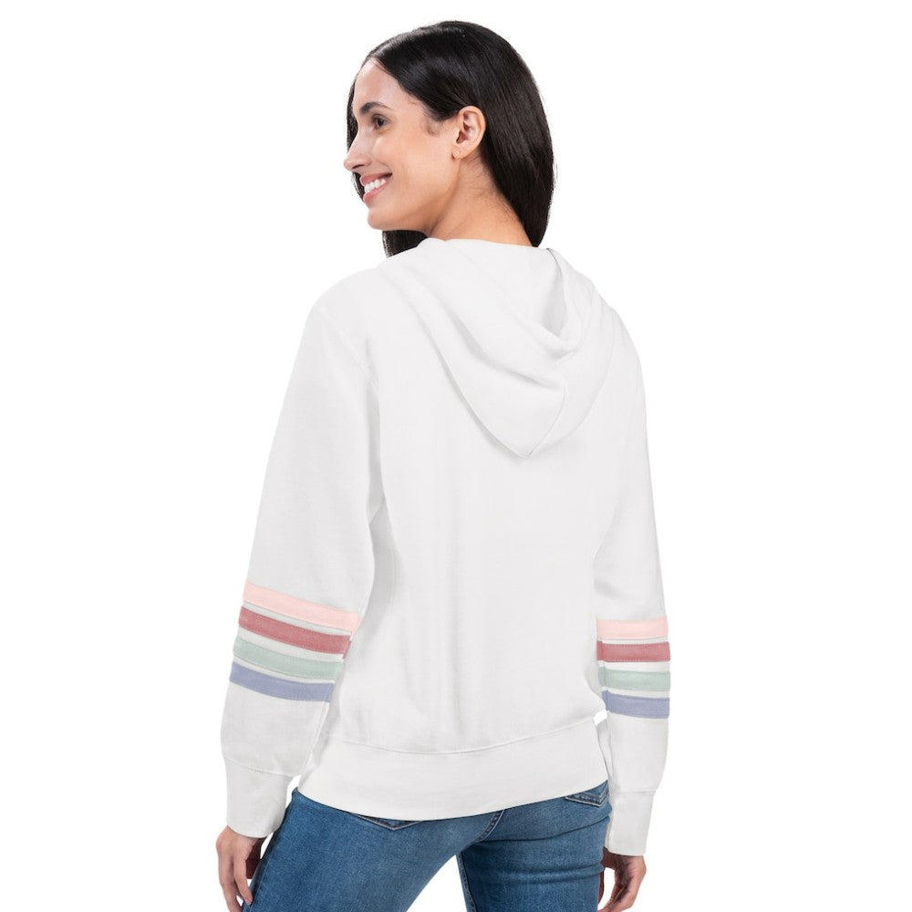 White Philadelphia Phillies G-III 4Her by Carl Banks Women's Naamah Sleeve Stripe Fleece Full-Zip Hoodie