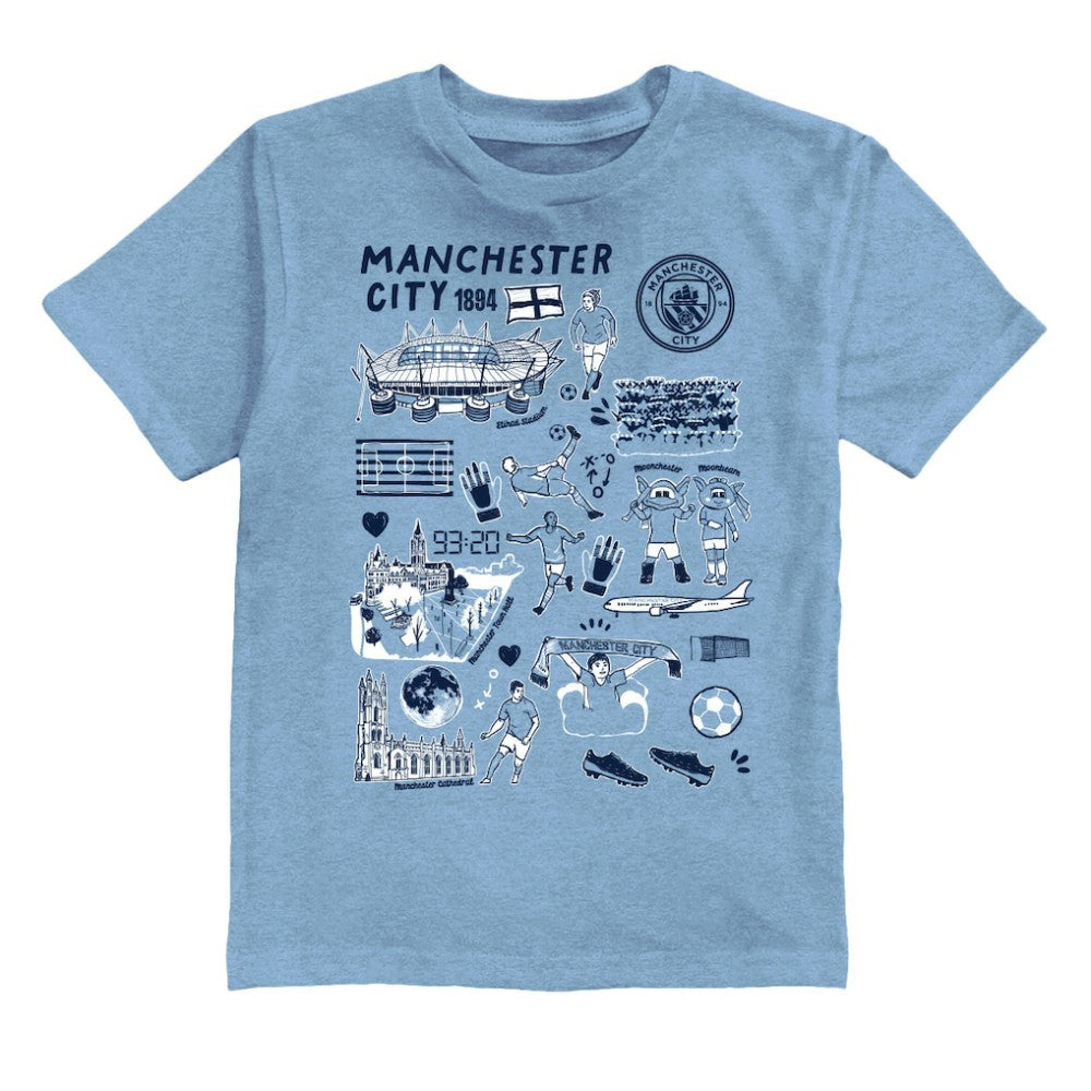 Manchester City Vive La Fete Youth Impressions Artwork T-Shirt
