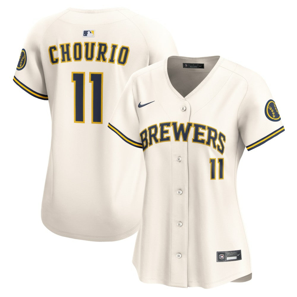 Cream Jackson Chourio Milwaukee Brewers Nike Women's Home Limited Player Jersey