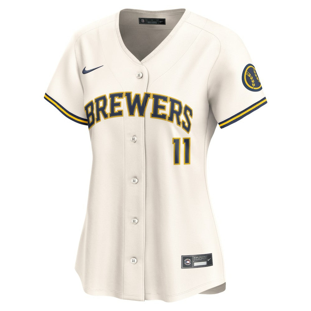Cream Jackson Chourio Milwaukee Brewers Nike Women's Home Limited Player Jersey