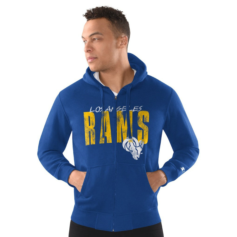 Starter Distressed Classic Full-Zip Hoodie - Los Angeles Rams Hoodies