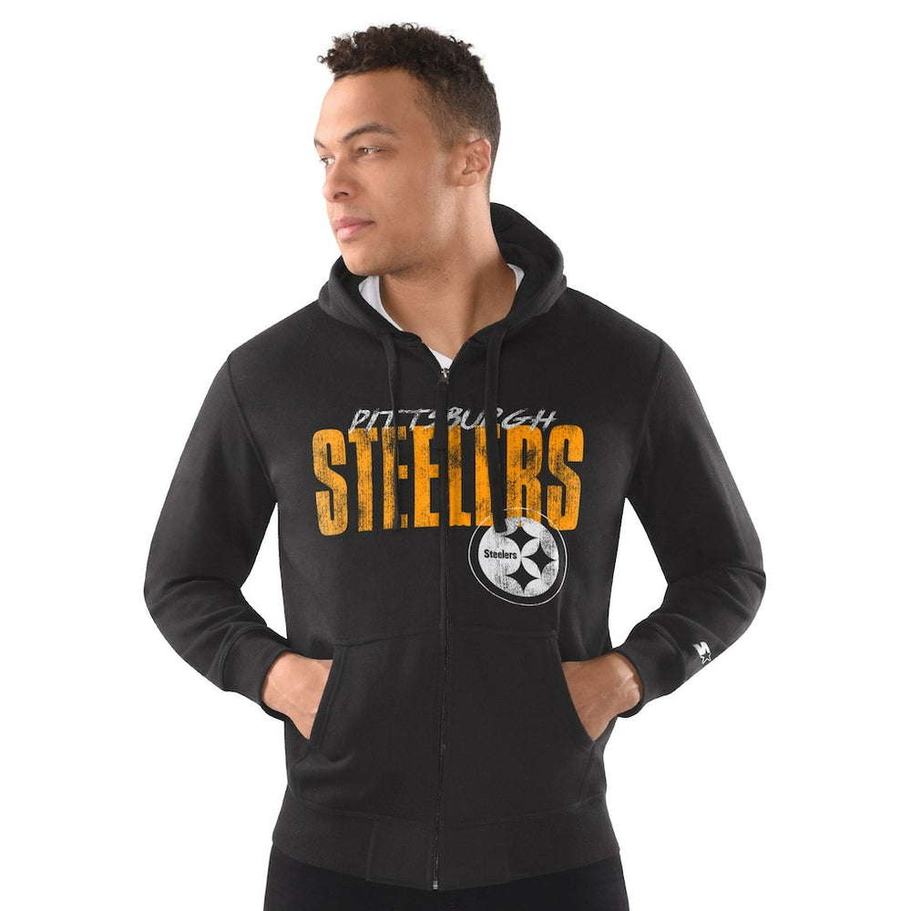 Starter Distressed Classic Full-Zip Hoodie - Pittsburgh Steelers Hoodies