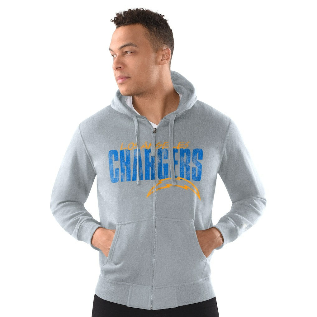 Starter Distressed Classic Full-Zip Hoodie - Los Angeles Chargers Hoodies