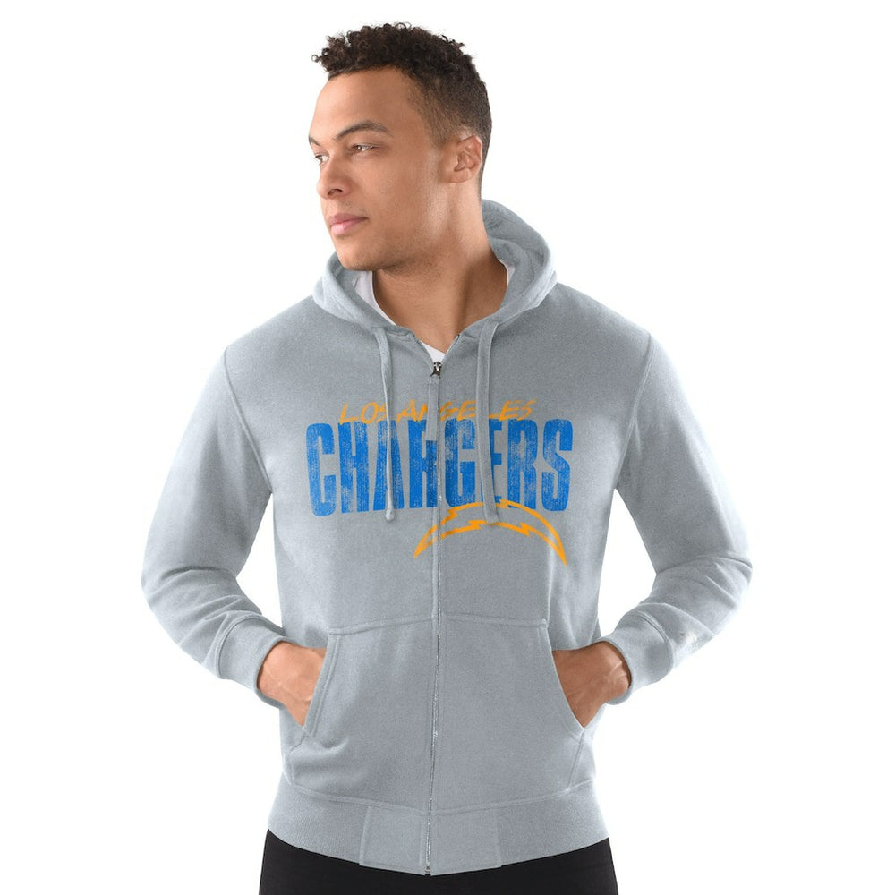 Starter Distressed Classic Full-Zip Hoodie - Los Angeles Chargers Hoodies