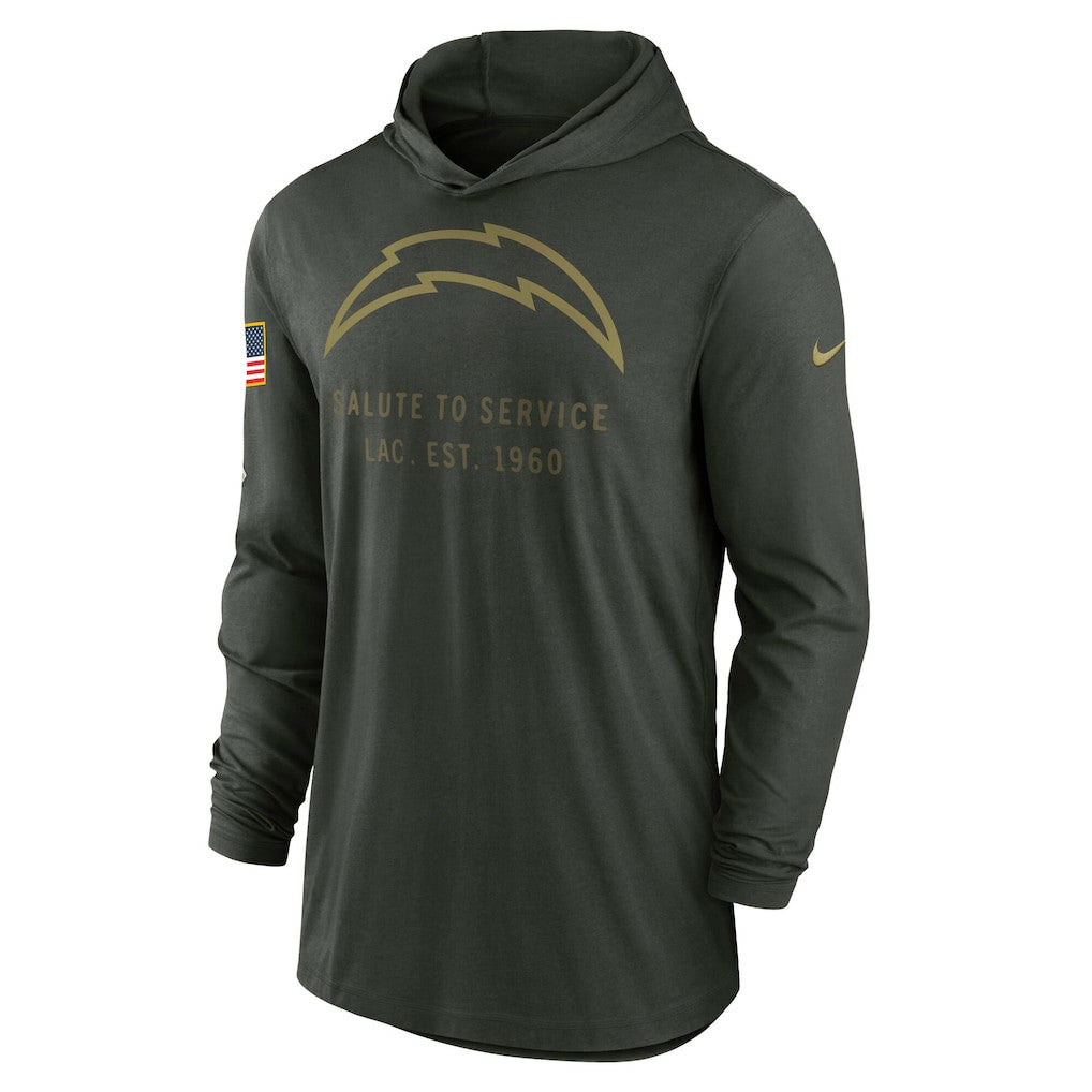 2025 Salute to Service Sideline Dri-FIT Lightweight Hooded Pullover - Los Angeles Chargers Pullover