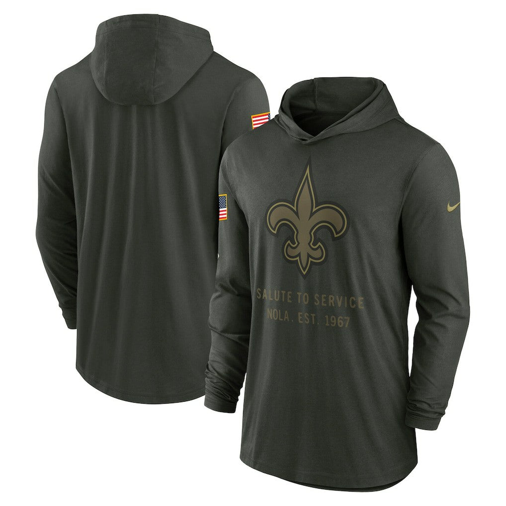 2025 Salute to Service Sideline Dri-FIT Lightweight Hooded Pullover - New Orleans Saints Pullover