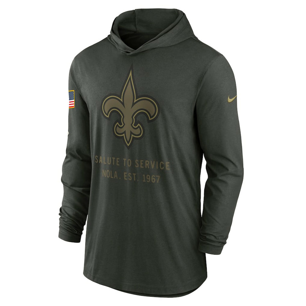 2025 Salute to Service Sideline Dri-FIT Lightweight Hooded Pullover - New Orleans Saints Pullover