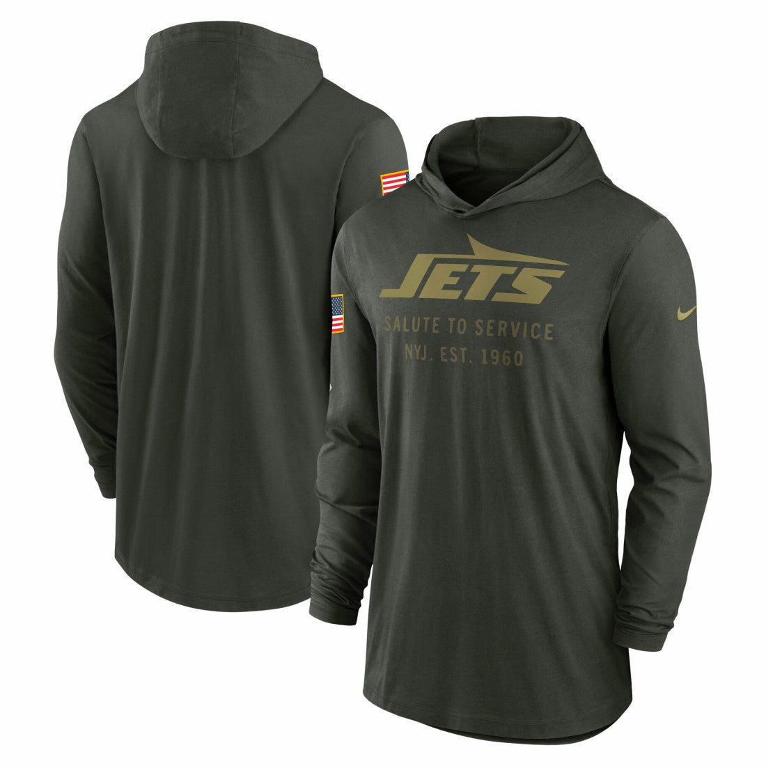 2025 Salute to Service Sideline Dri-FIT Lightweight Hooded Pullover - New York Jets Pullover