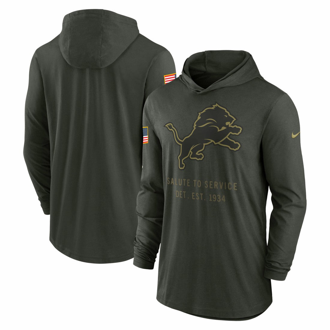 2025 Salute to Service Sideline Dri-FIT Lightweight Hooded Pullover - Detroit Lions Pullover