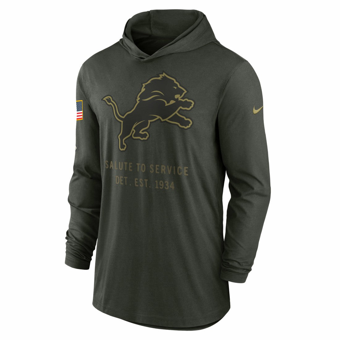 2025 Salute to Service Sideline Dri-FIT Lightweight Hooded Pullover - Detroit Lions Pullover