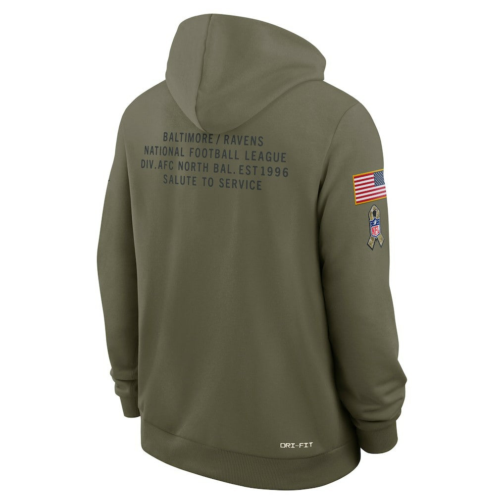 2025 Salute to Service Sideline Standard Issue Dri-FIT Hoodie - Baltimore Ravens Hoodies