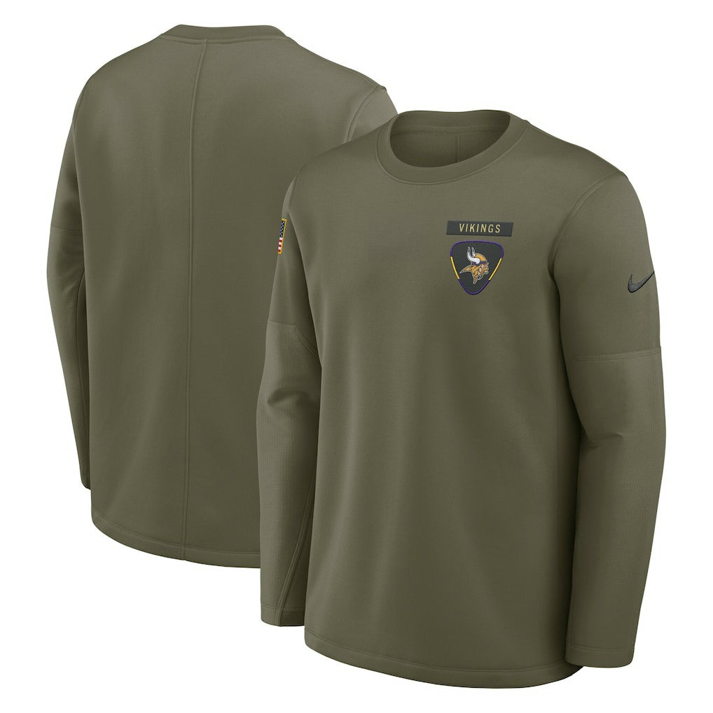 2025 Salute to Service Sideline Coaches Therma-FIT Long Sleeve Shirt - Minnesota Vikings