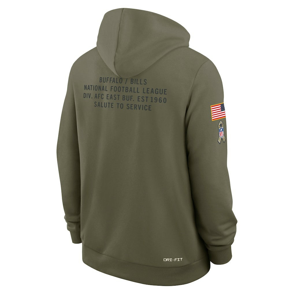 Big & Tall 2025 Salute to Service Sideline Dominant Force Dri-FIT Hoodie - Buffalo Bills Hoodies