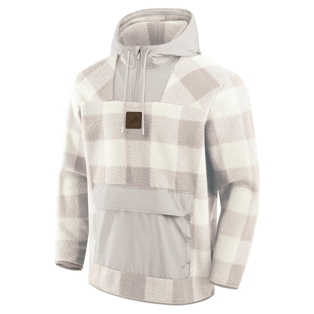 Elements Plaid Polar Fleece Quarter-Zip Hoodie - Detroit Lions Hoodies