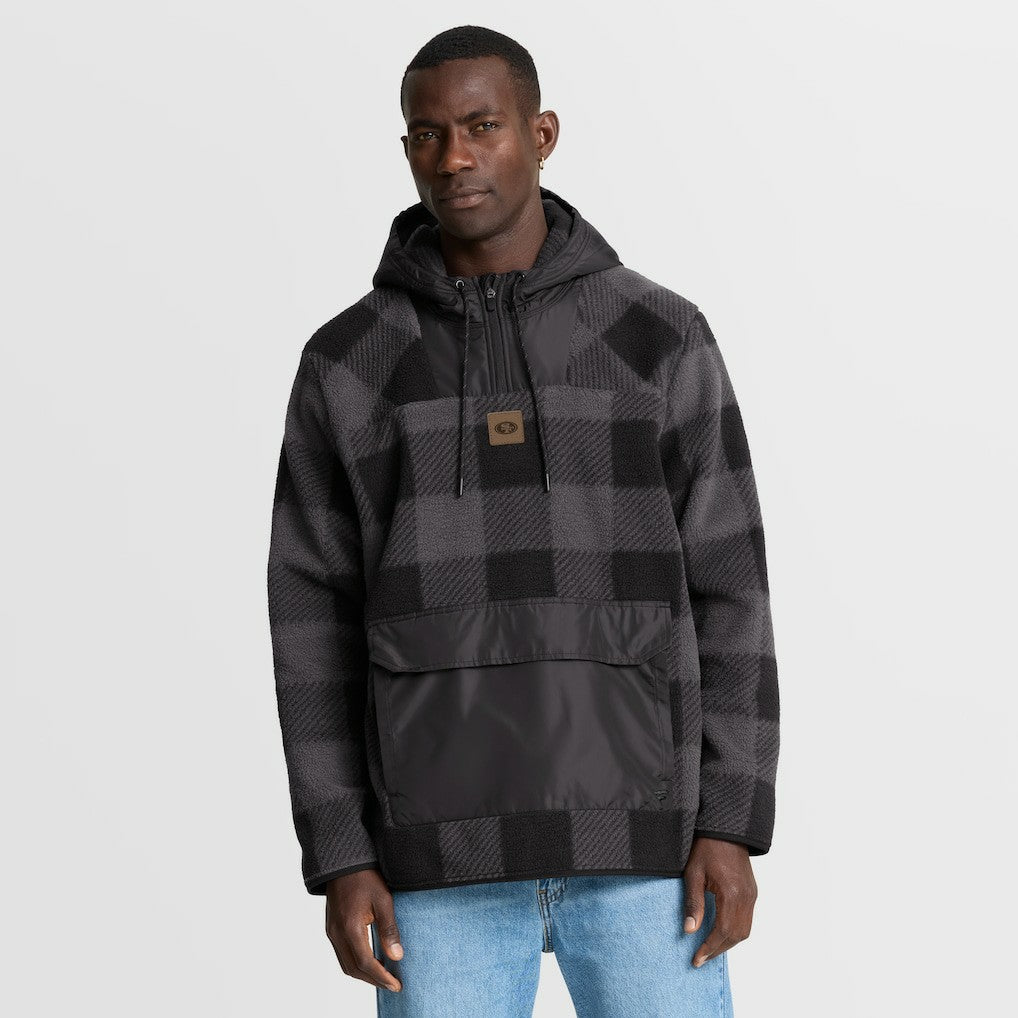 Elements Plaid Polar Fleece Quarter-Zip Hoodie - San Francisco 49ers Hoodies
