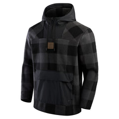 Elements Plaid Polar Fleece Quarter-Zip Hoodie - Green Bay Packers Hoodies