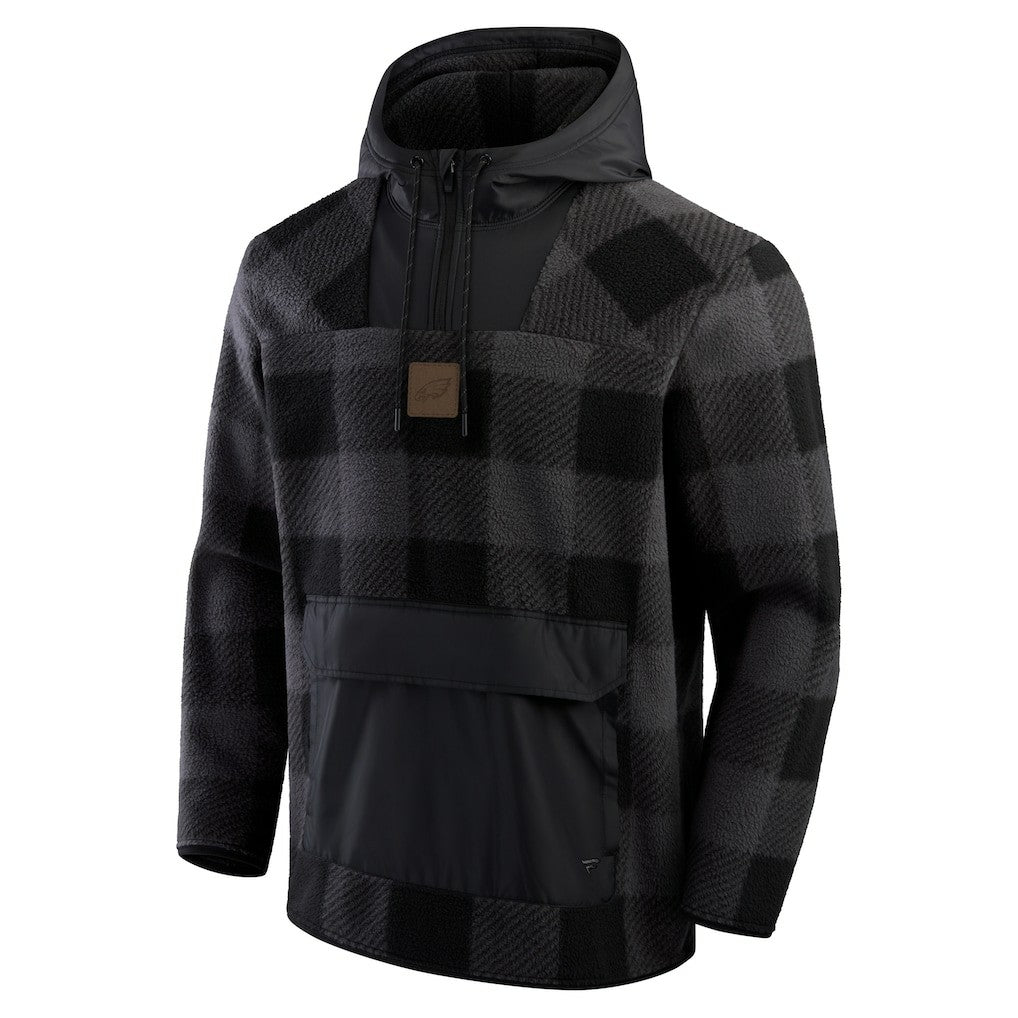 Elements Plaid Polar Fleece Quarter-Zip Hoodie - Philadelphia Eagles Hoodies