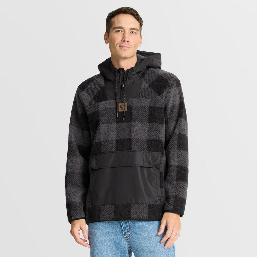 Elements Plaid Polar Fleece Quarter-Zip Hoodie - Las Vegas Raiders Hoodies