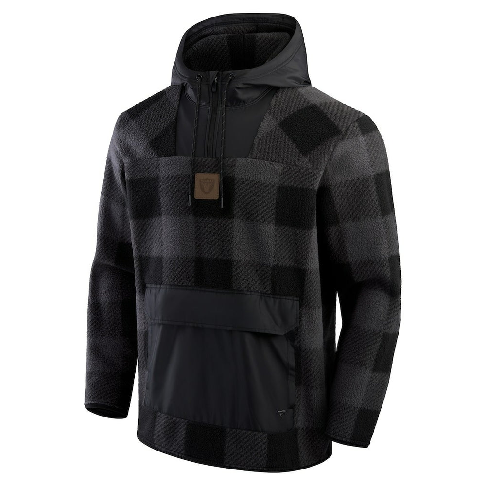 Elements Plaid Polar Fleece Quarter-Zip Hoodie - Las Vegas Raiders Hoodies