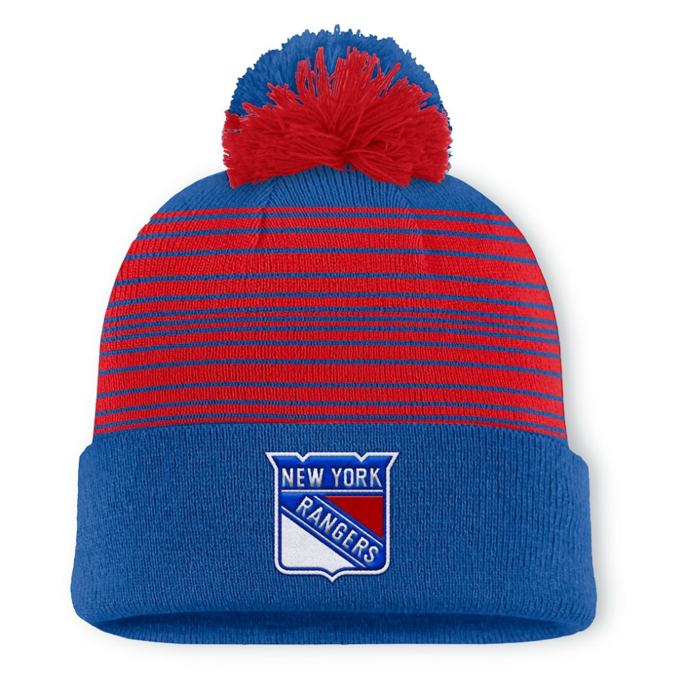 NHL New York Rangers Fanatics Fundamental Spirit Cuffed Pom Knit Hat