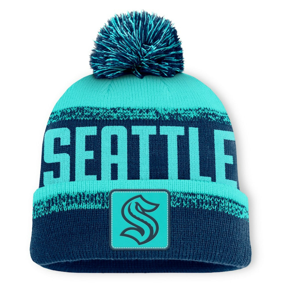 NHL Seattle Kraken Fanatics Fundamentals Thrive Cuffed Knit Hat with Pom