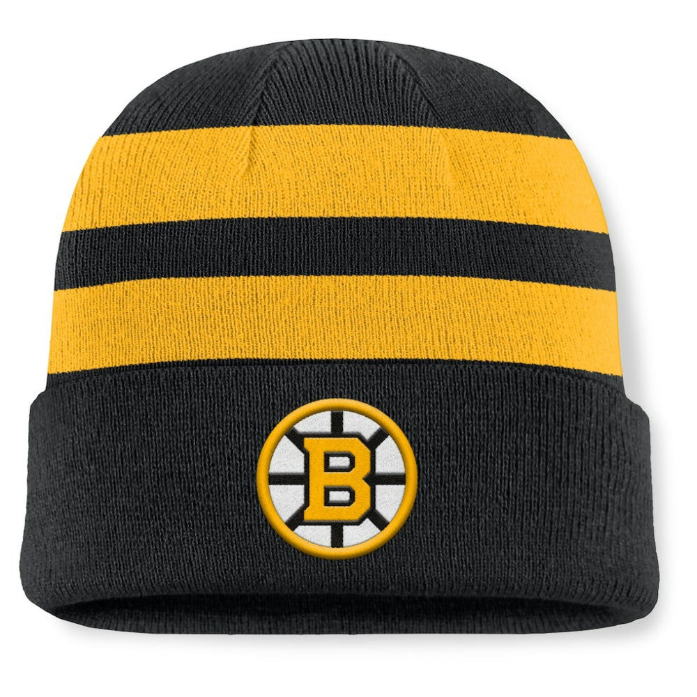 NHL Boston Bruins Fanatics Fundamental Swipe Stripe Cuffed Knit Hat