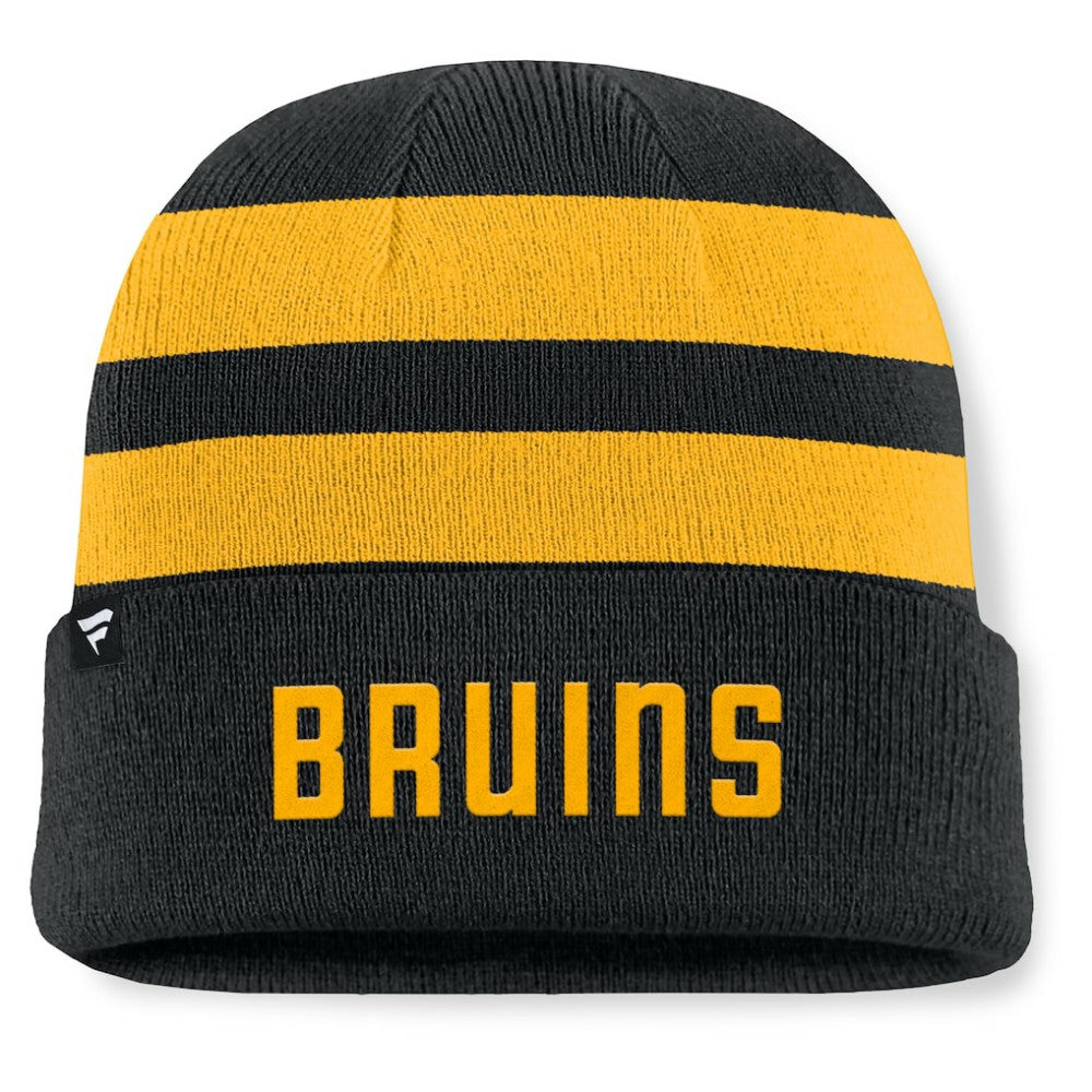 NHL Boston Bruins Fanatics Fundamental Swipe Stripe Cuffed Knit Hat