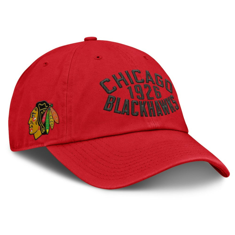 NHL Chicago Blackhawks Fanatics Fundamentals Archer Adjustable Hat