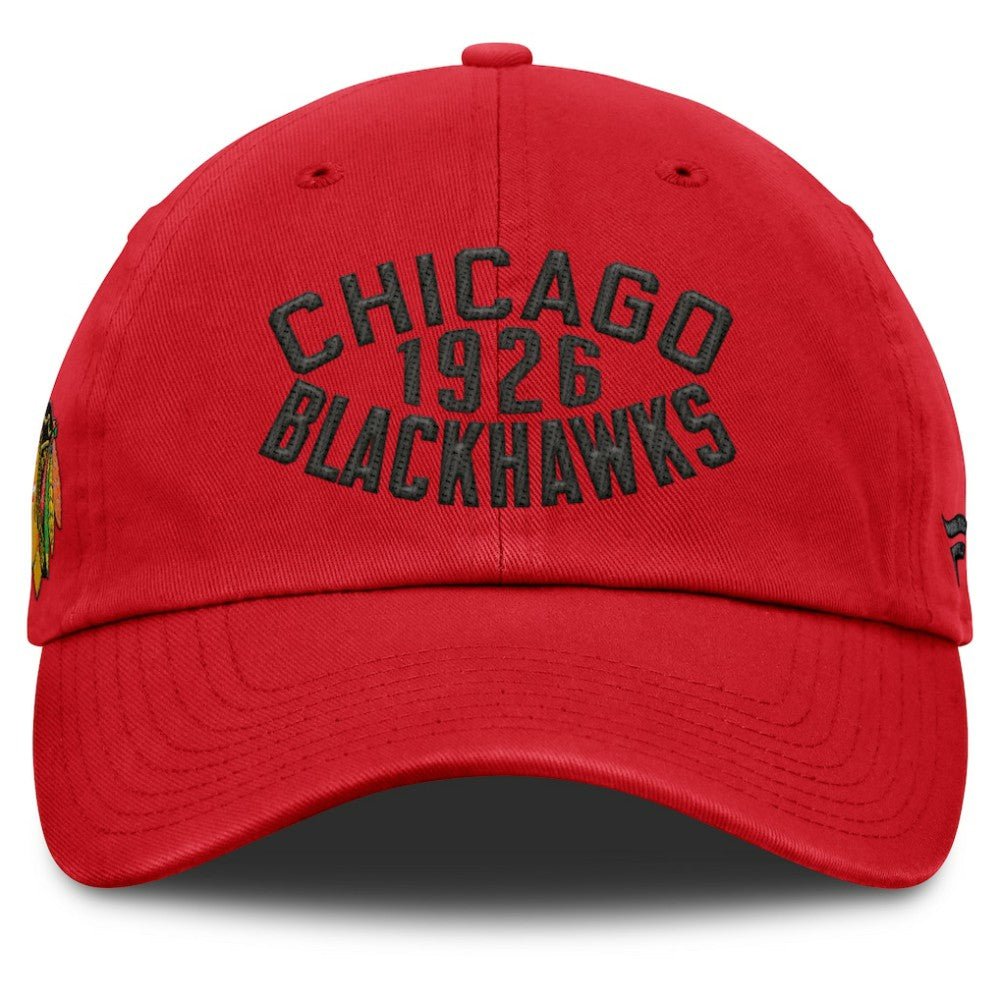 NHL Chicago Blackhawks Fanatics Fundamentals Archer Adjustable Hat