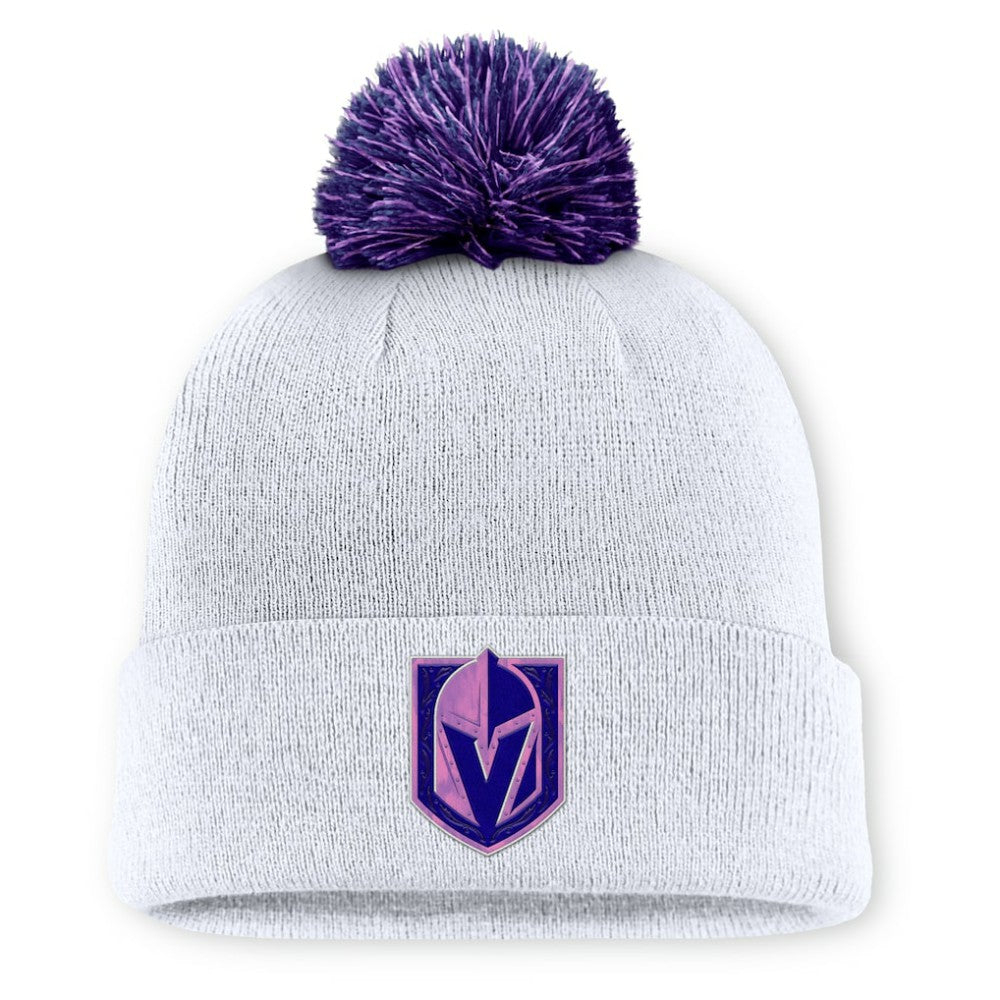 NHL Vegas Golden Knights Fanatics Authentic Pro Hockey Fights Cancer Cuffed Knit Hat with Pom