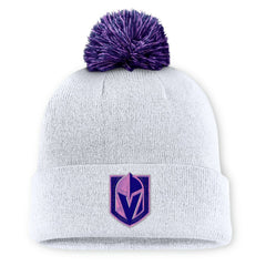 NHL Vegas Golden Knights Fanatics Authentic Pro Hockey Fights Cancer Cuffed Knit Hat with Pom