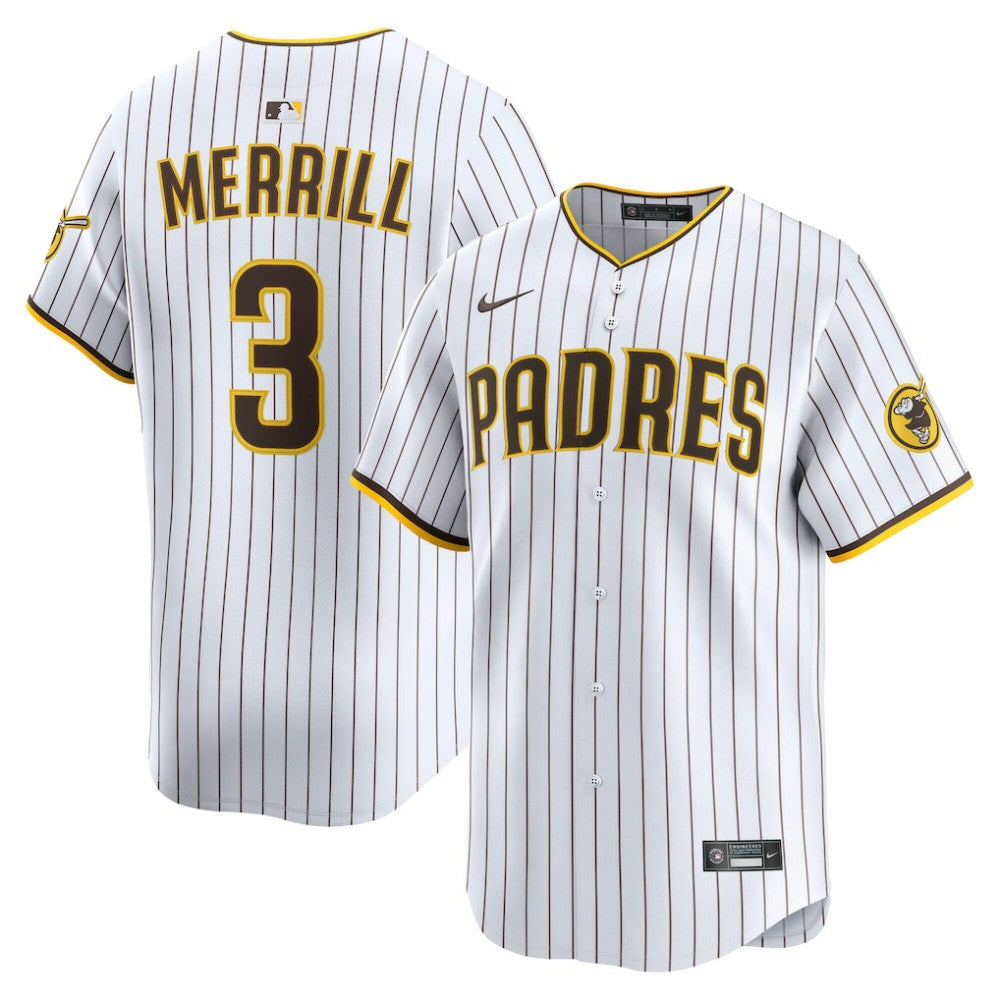 White Jackson Merrill San Diego Padres Nike Home Limited Player Jersey