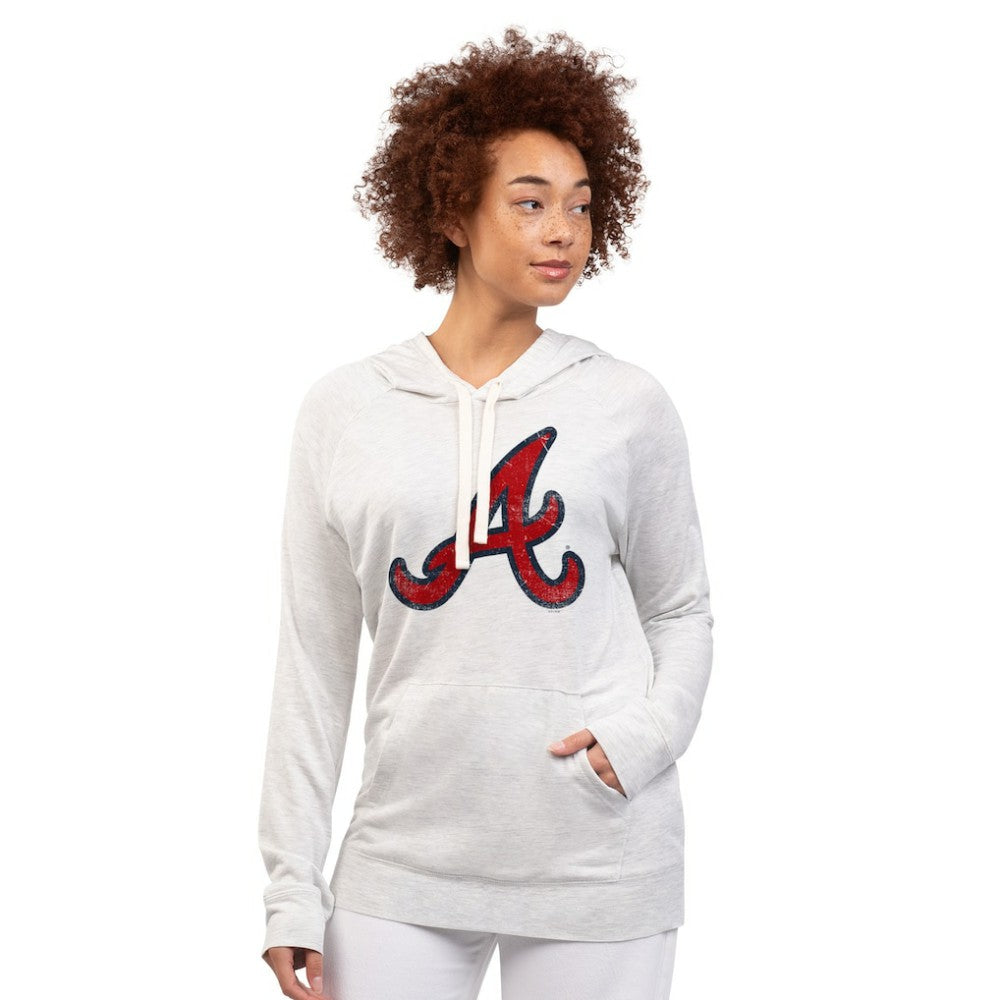 Oatmeal Atlanta Braves G-III 4Her by Carl Banks Women's Pregame Pullover Hoodie