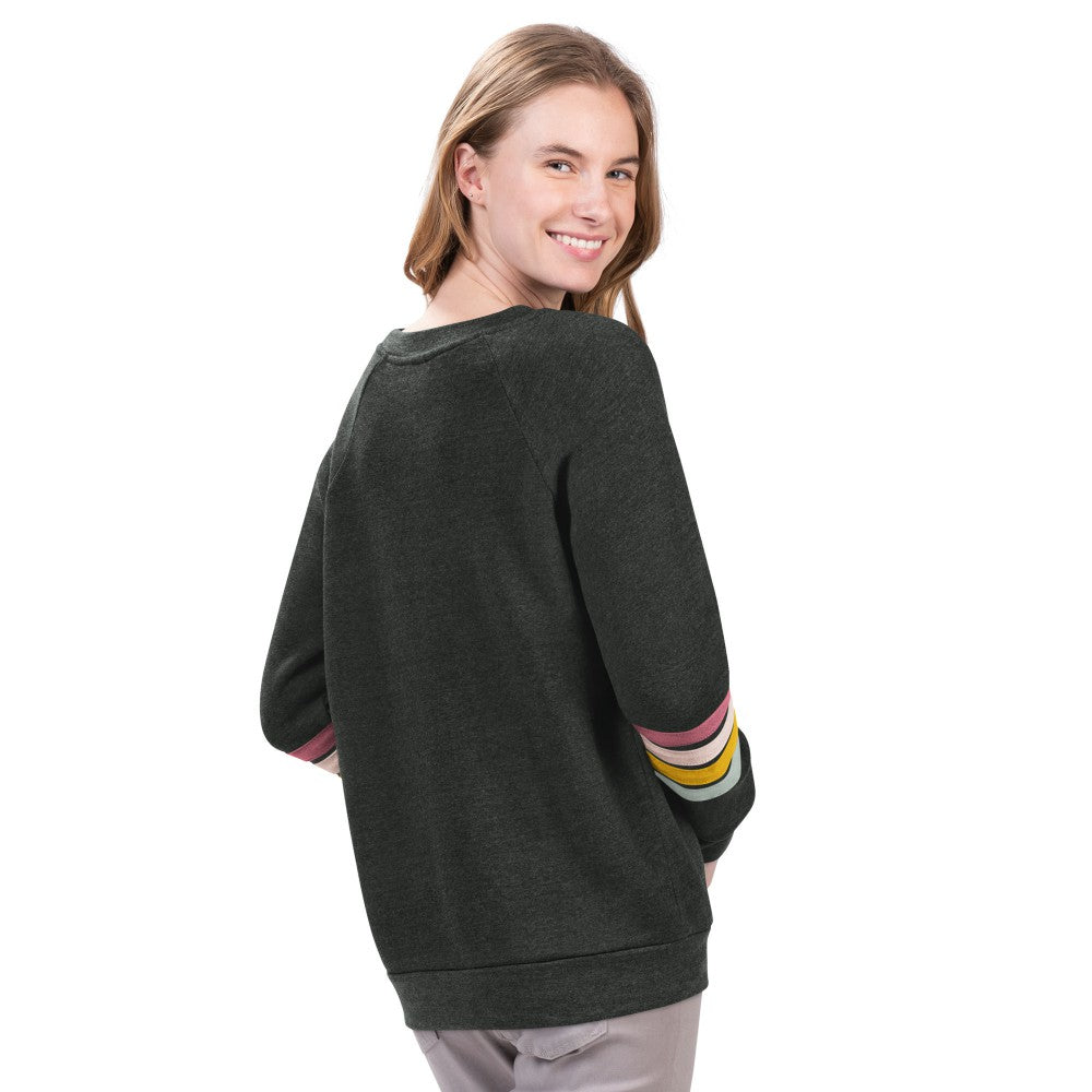 Charcoal New York Mets G-III 4Her by Carl Banks Women's Allana Stripe Pullover Sweatshirt