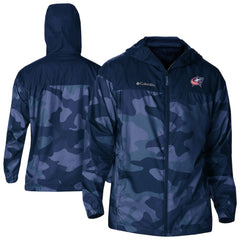 NHL Columbus Blue Jackets Columbia Camo Flash Challenger Omni-Shade Full-Zip Hoodie Windbreaker