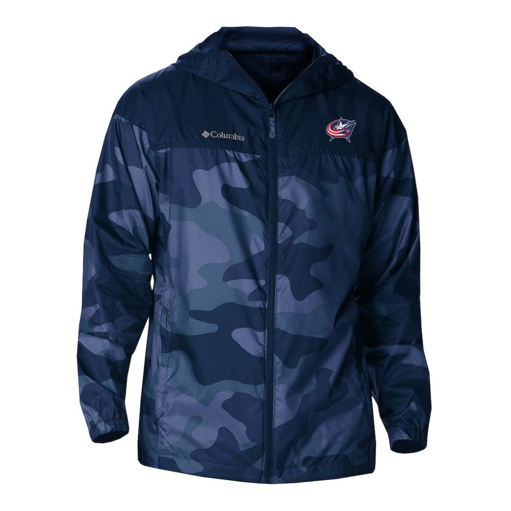 NHL Columbus Blue Jackets Columbia Camo Flash Challenger Omni-Shade Full-Zip Hoodie Windbreaker