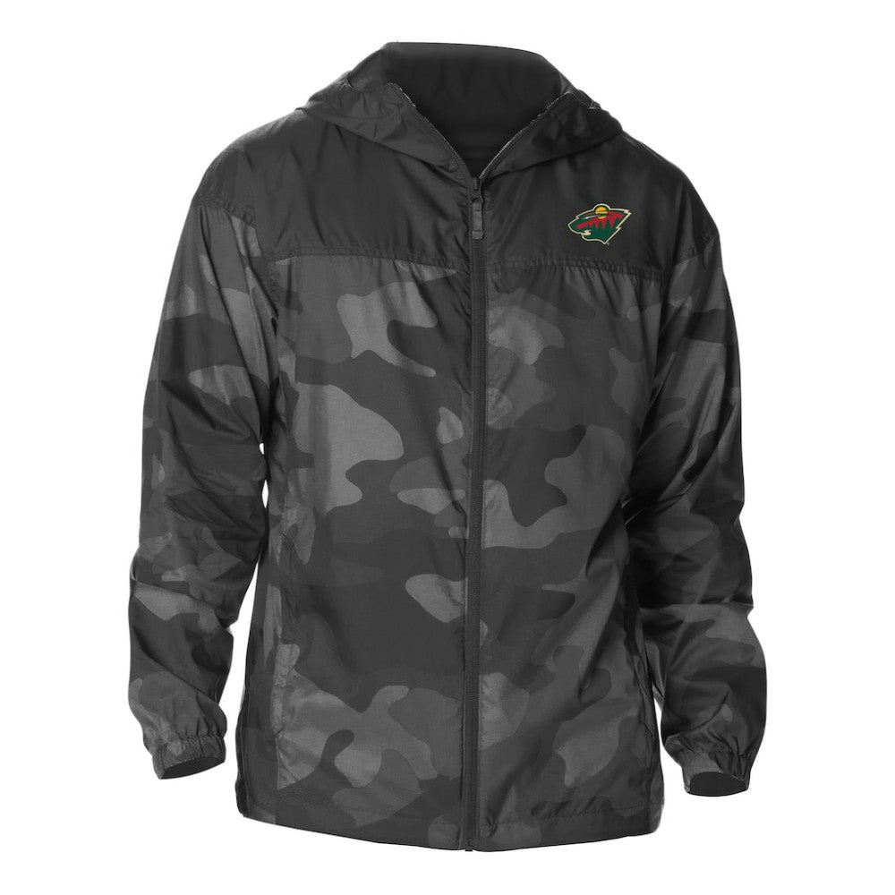 NHL Minnesota Wild Columbia Camo Flash Challenger Omni-Shade Full-Zip Hoodie Windbreaker
