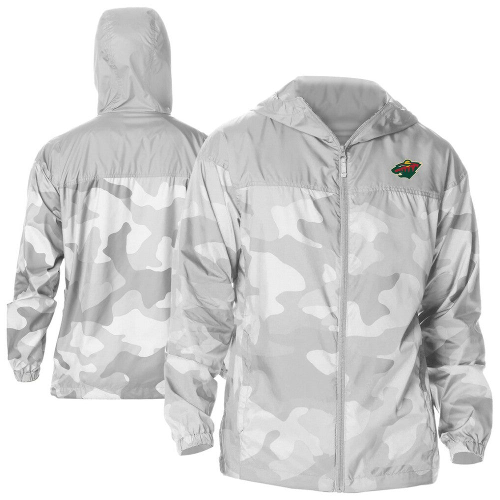 NHL Minnesota Wild Columbia Camo Flash Challenger Omni-Shade Full-Zip Hoodie Windbreaker