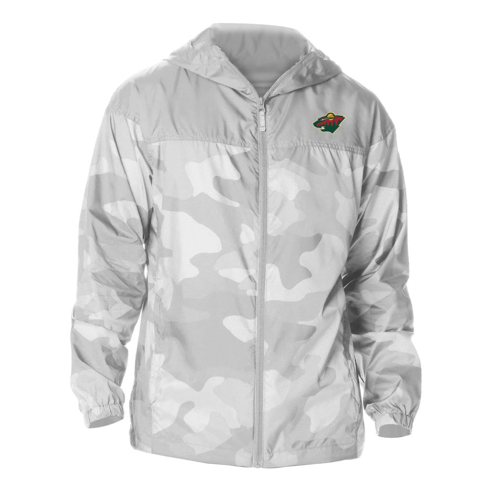 NHL Minnesota Wild Columbia Camo Flash Challenger Omni-Shade Full-Zip Hoodie Windbreaker
