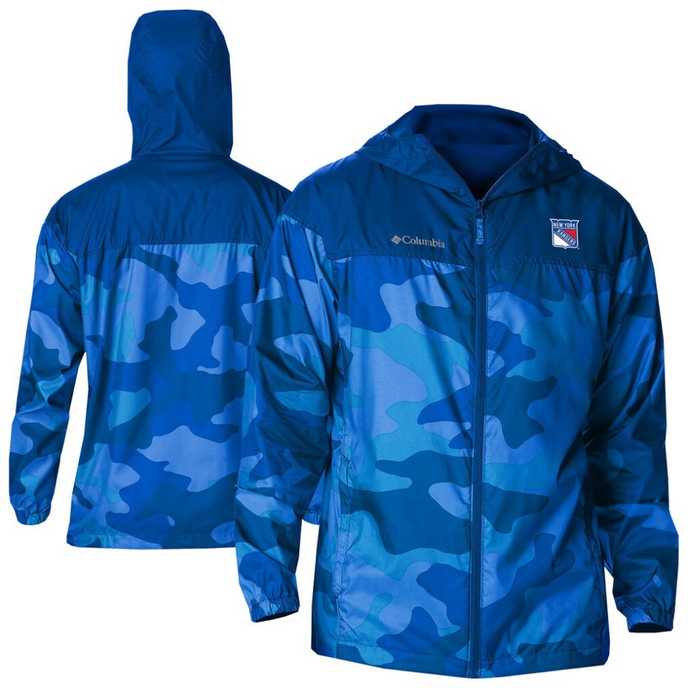 NHL New York Rangers Columbia Camo Flash Challenger Omni-Shade Full-Zip Hoodie Windbreaker