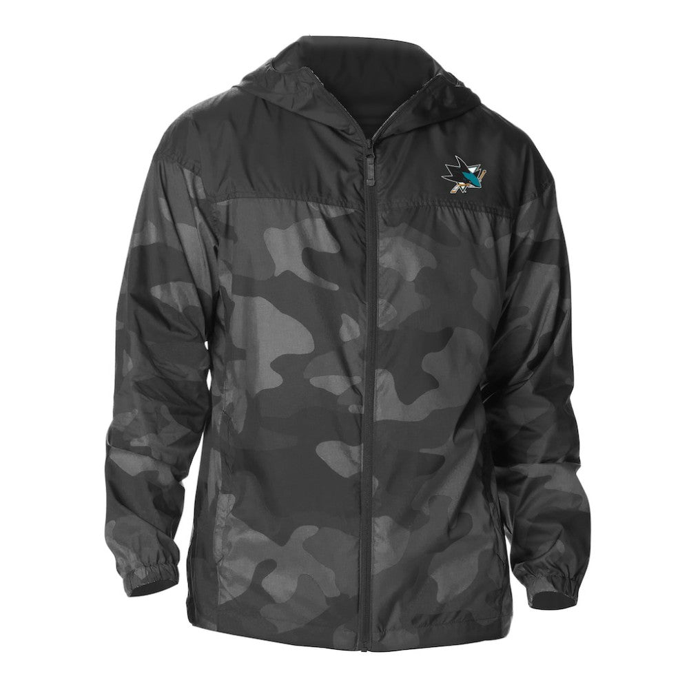 NHL San Jose Sharks Columbia Camo Flash Challenger Omni-Shade Full-Zip Hoodie Windbreaker