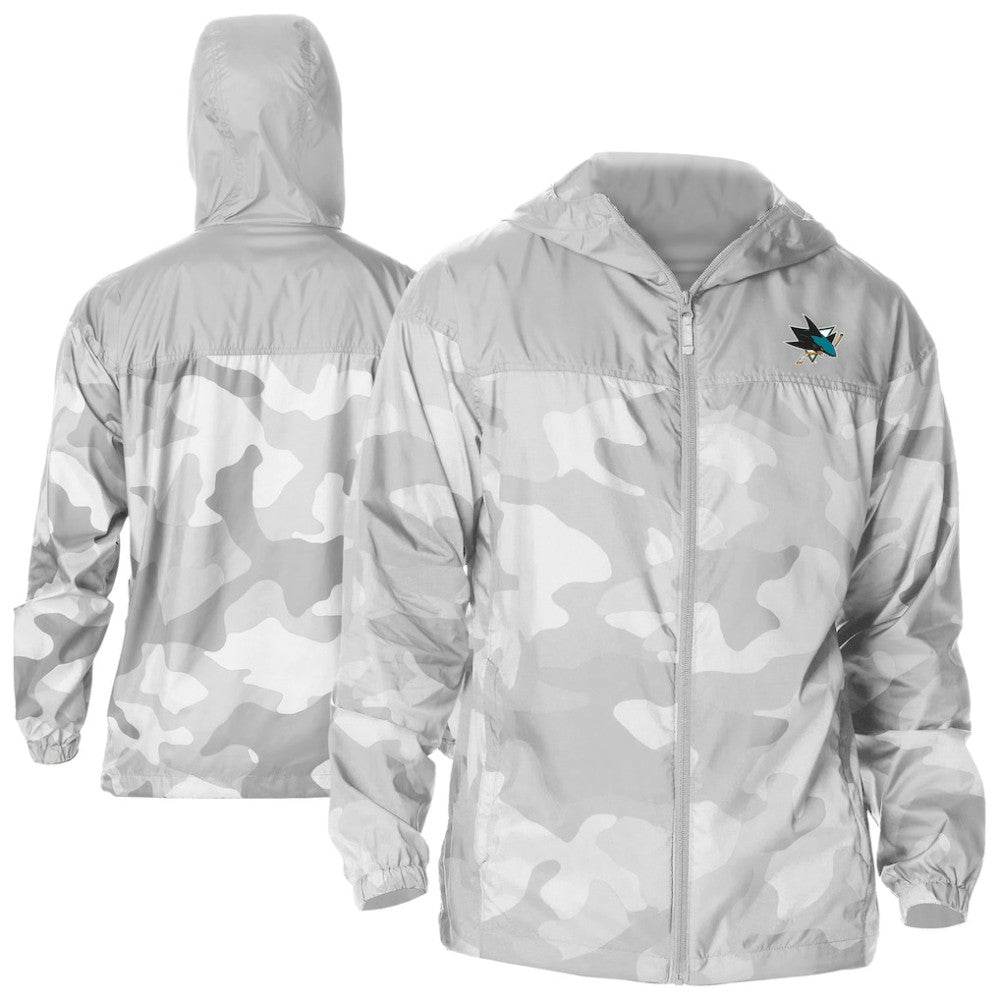 NHL San Jose Sharks Columbia Camo Flash Challenger Omni-Shade Full-Zip Hoodie Windbreaker