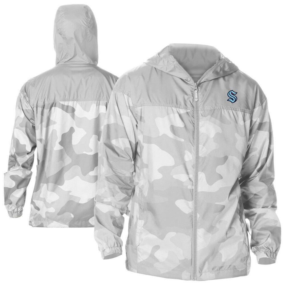 NHL Seattle Kraken Columbia Camo Flash Challenger Omni-Shade Full-Zip Hoodie Windbreaker