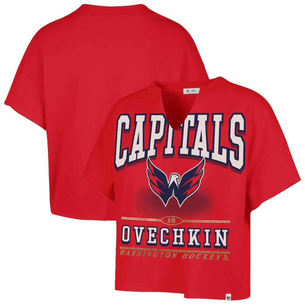NHL Alexander Ovechkin Washington Capitals '47 Women's Elation Name & Number Oversized Notch Neck T-Shirt