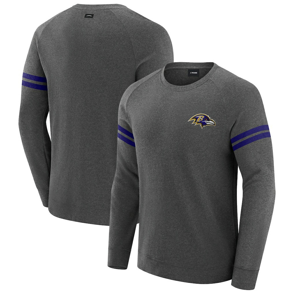 J. Palmer Players Lounge Raglan Tri-Blend Sweatshirt - Baltimore Ravens Sweatshirts