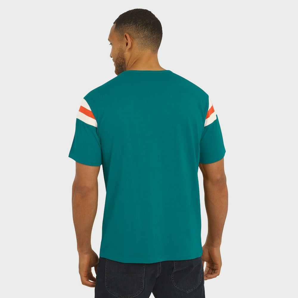 Darius Rucker Collection Distressed Throwback Shoulder Stripe T-Shirt - Miami Dolphins T-shirts