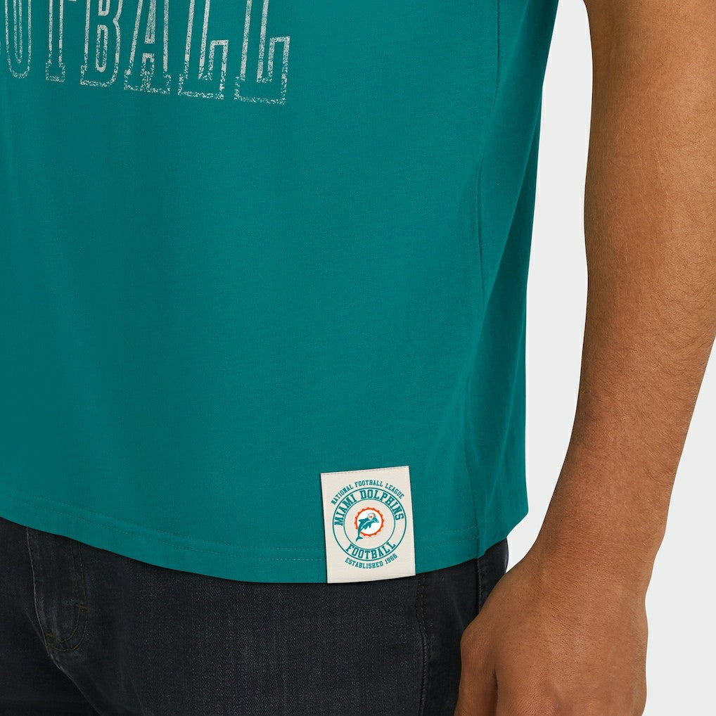 Darius Rucker Collection Distressed Throwback Shoulder Stripe T-Shirt - Miami Dolphins T-shirts